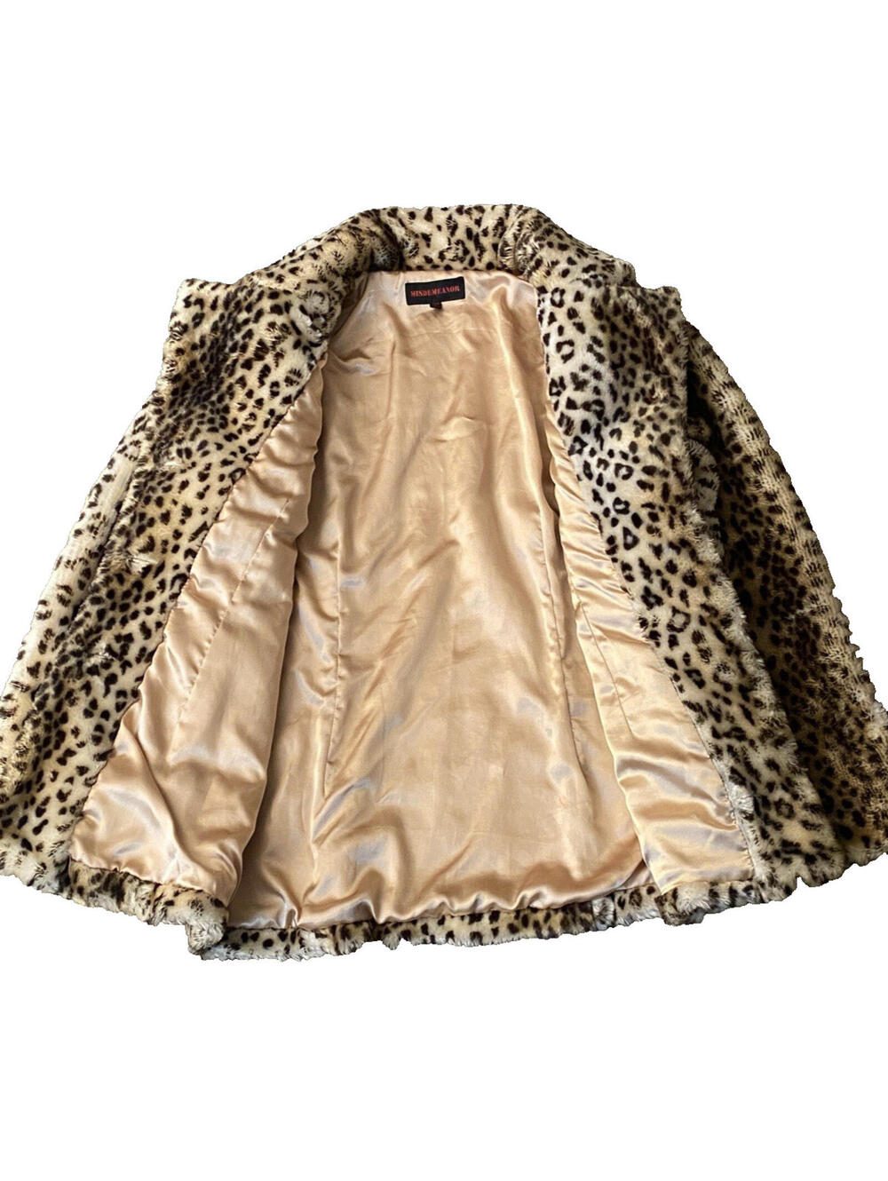 Vintage Misdemeanor Leopard Print Faux Fur Jacket Coat Size L Y2K 90s Excellent